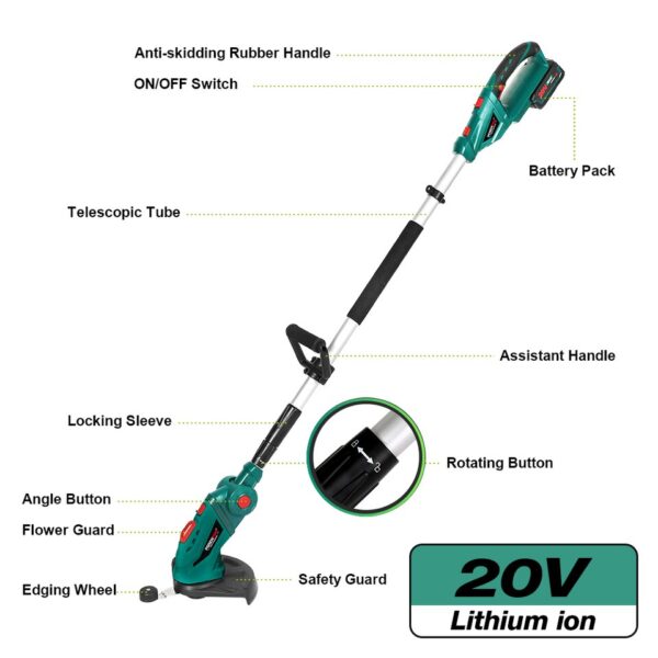 Cordless Electric Hedge Trimmer with Pruning Shears and Grass Trimmer - Image 7