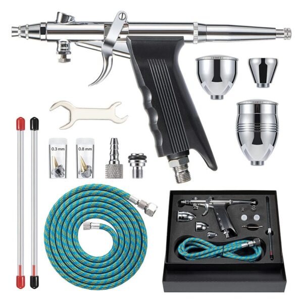 Dual-Action Airbrush Spray Gun Kit with Accessories