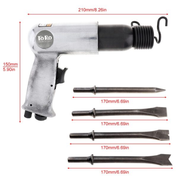 Solid Steel Pneumatic Air Hammer Impact Head Set for Rust Removal - Image 4