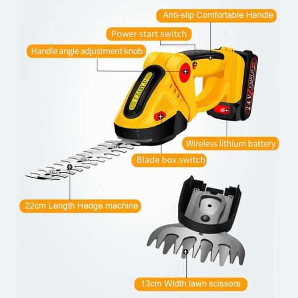 Cordless Electric Hedge Trimmer and Lawnmower - Image 7