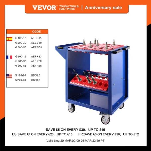 Tool Trolley Cart with 35 Tool Capacity - Image 2