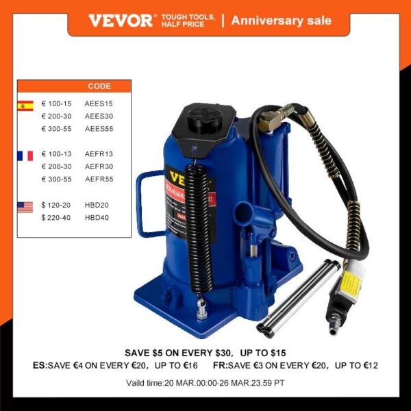 20 Ton Air Hydraulic Bottle Jack for Heavy-Duty Lifting - Image 2