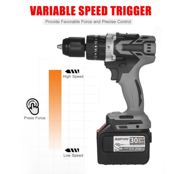 Cordless Electric Drill Driver with Hammer - Image 3