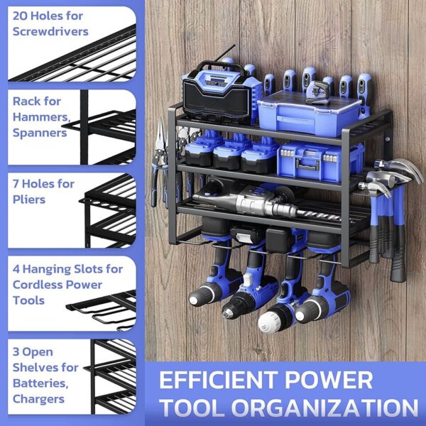 Removable 4-Layer Electric Tool Storage Rack for Wall Mounting - Image 8