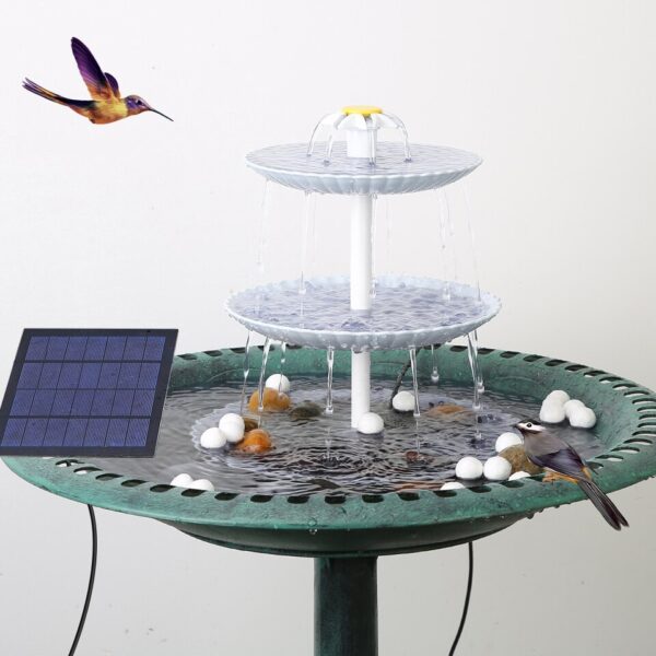 3 Tiered Bird Bath with Solar Pump - Image 5