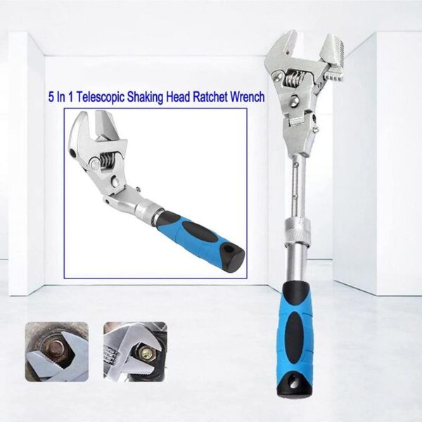 5-in-1 Telescopic Shaking Head Ratchet Wrench - Image 4