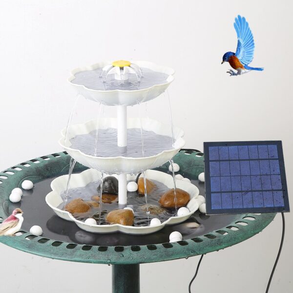 3 Tiered Bird Bath with Solar Pump - Image 4