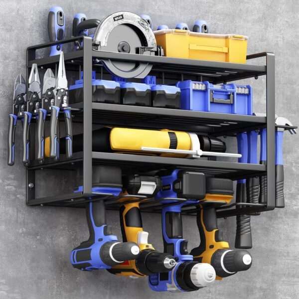 Removable 4-Layer Electric Tool Storage Rack for Wall Mounting