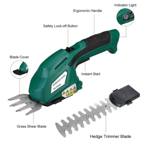 2-in-1 Grass and Hedge Trimmer with Rechargeable Battery - Image 6